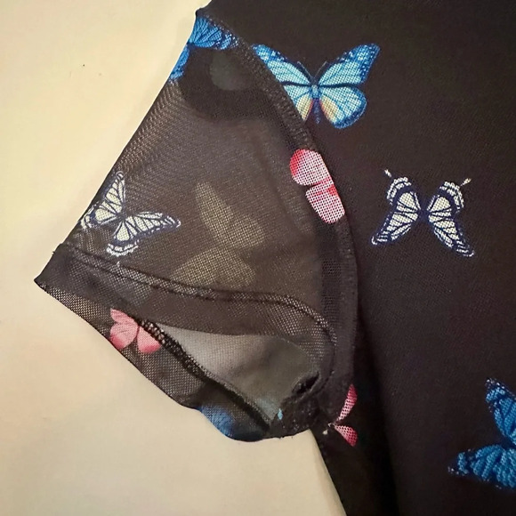 Elodie K Butterfly Mesh Fitted Minidress women’s XS colorful y2k dress - Picture 5 of 7